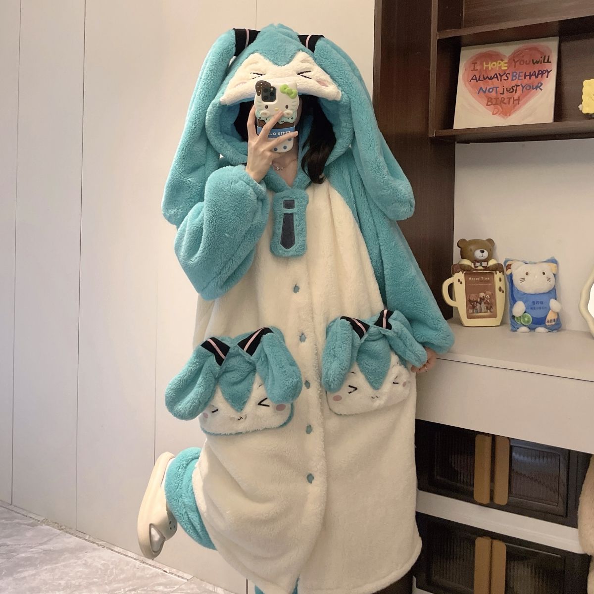 Bathrobe - Dames Nieuwe Hatsune Miku Stijl Gevoerde